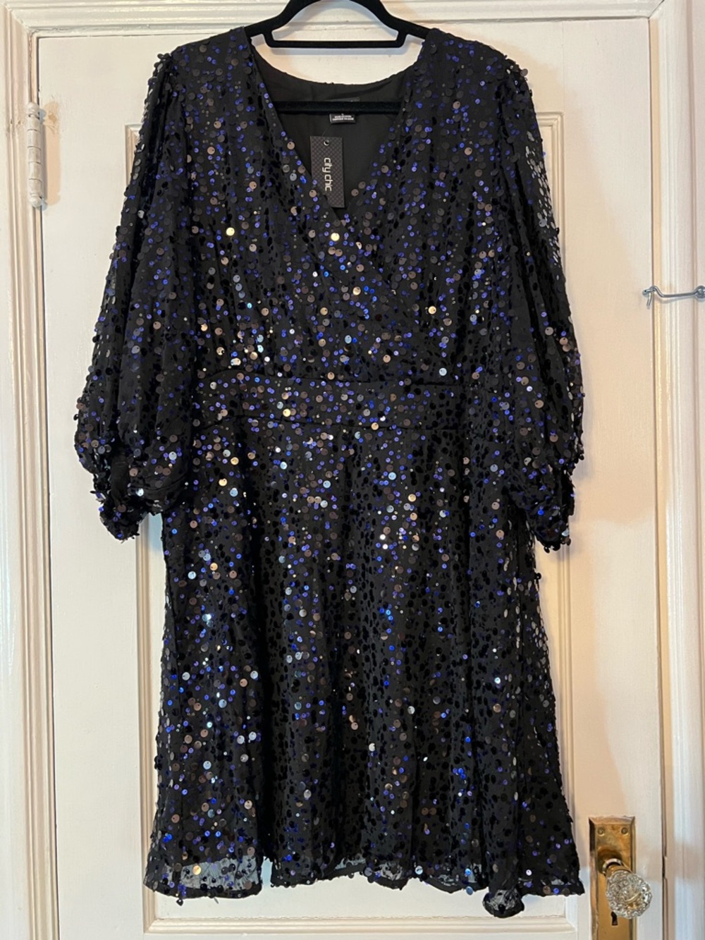 City Chic Scattered Glow Royal Purple Sequin Dress NWT - Picture 6 of 12